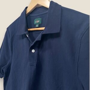 J. Crew Oarsman Classic Pique Polo Shirt Men Small Navy Blue Cotton Short Sleeve